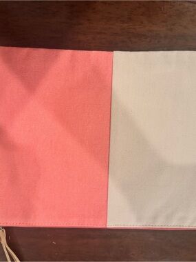 Two-Tone Canvas sleeve with wristlet in Coral and Beige
